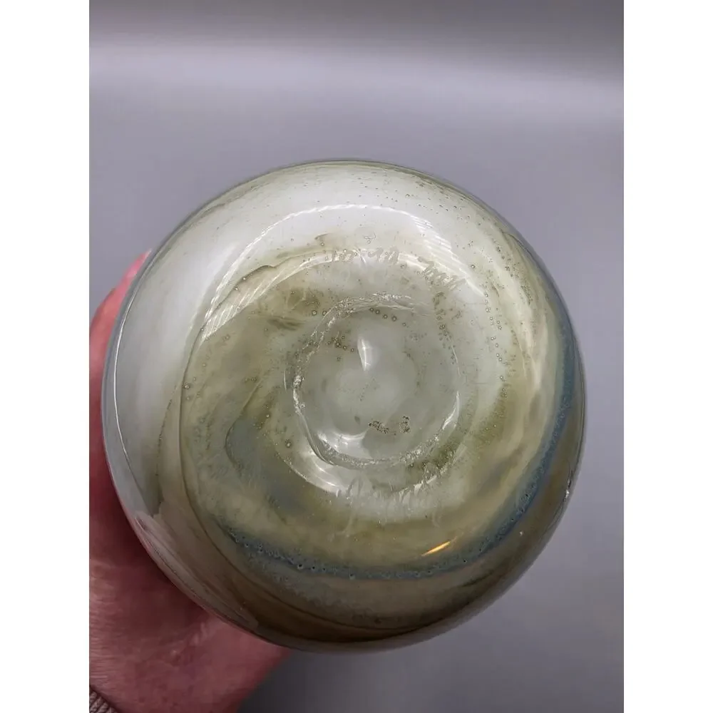 Vintage Nourot Early Art Glass Vase Cased Glass Signed Dated 1979 Green
